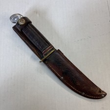 Vintage Western Knife Co L66 Fixed Blade Knife With Leather Sheath picture