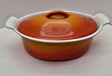 Vintage Le Creuset 20 OVAL Dutch Oven Cocotte FLAME ORANGE Loop Handle France picture
