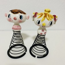 Holt Howard “Rock & Roll Kids” Salt Pepper Shakers with Springs Vintage 1959 picture