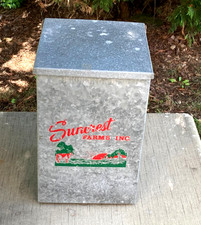 Vintage Galvanized Metal Milk Porch Box Suncrest Farms-FREE SHIP picture