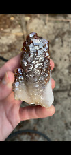 127g Rare Red And White Calcite Quartz Crystal Double Growth Tower Self Healed picture