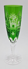 Bohemian Emerald Cut to Clear Crystal Champagne Flute Star Foot 8 3/8