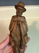 Vintage Hand Carved Wooden Traveler Figurine Folk Art Sculpture 9