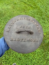 ANTIQUE CAST IRON LID BALTIMORE, FOR DUTCH OVEN. picture