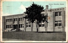 Postcard Hiawatha Kansas Armory Street View Art Deco Architecture Street View picture