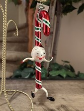 Christopher Radko “A Dash of Mint” Googly Eye Candy Cane Blown Glass Ornament picture