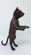 Indonesian/Balinese Handcrafted Wrought Iron Medium Serving Cat Tray Statue picture