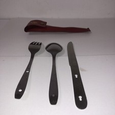 Vintage GIRL SCOUT Camping 3 Piece Geo Schrade Knife Co. Stainless By Wallace picture