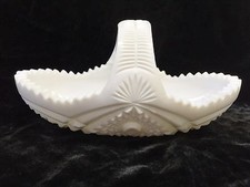  Milk Glass Basket w/Sawtooth Rim  picture