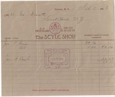 Ithaca NY Pritchard Style Shop Women Ready to Wear Fashion 1926 Vintage Billhead picture