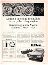 1971 PRINT AD, Mazda Toyo Kogyo Rotary Engine R100 Coupe & RX-2 70's Car Ad picture