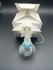Swarovski Silver Crystal Oriental Falcon Perfume Bottle 4.25” Teal Rim Box picture