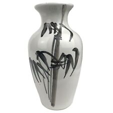 Jasco 6'' Bud Vase Bamboo Motif White Black Painted Made in Taiwan picture