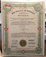 Vintage BSA Boy Scouts Of America Charter Certificate Troop #37 1927 picture