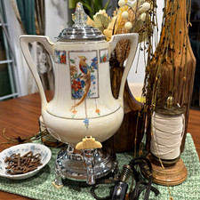 Royal Rochester Golden Pheasant  Electric Percolator Bird Floral w/ Cord picture