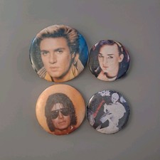 VTG 1980s Pinback Button Lot of 4 Michael Jackson Billy Idol Boy George Michael  picture