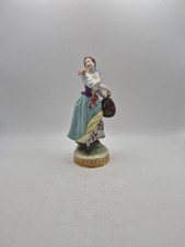 Vintage Aelteste Volkstedt Porcelain Figurine Woman with Bird and Cage 1762 Mark picture