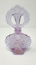 Fenton Lavender Glass Perfume Bottle Fan Stopper Embossed Flowers Original Label picture