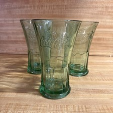 3 Vintage Libbey Coca Cola Glasses Green Flared Heavy 16oz Tumblers 6.5” tall picture
