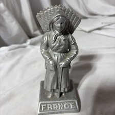 Vintage French Match Stick Holder Woman Figure France Collectible picture