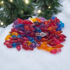 100 Med/Large Twist Lights Bulbs Peg for Ceramic Christmas Tree, W/9 Colors picture