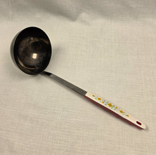 Vintage 1970s Rostfrei Stainless Steel Soup Ladle Floral Handle Retro Kitchen picture