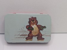 Vintage 1979 Suzy's Zoo Enesco Hinged Metal Tin Bear Hong Kong Collectible picture