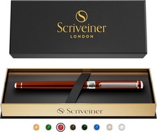 Scriveiner Deep Crimson Ballpoint Pen - Stunning Red Lacquer Luxury Pen, Chrome picture