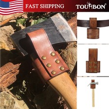 TOURBON Genuine Rustic Leather Tool Belt Hammer Holder for Axe Hatchet Camping picture