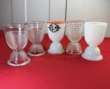 Vtg Double Egg Cups Lot 5 Westmoreland Hobnail Milk Glass Clear Ribbed picture