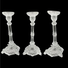 Ivima 1895 Clear Glass Koi Fish Candlesticks Handmade Portugal | Set of 3 picture
