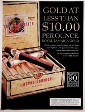 Vintage Royal Jamaica Gold Cigar Ad Oro Rojo Churchill Tobacco Ephemera Print picture