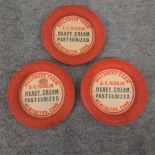 Lot of 3 Vintage Hillcrest Farm SE Peckham Heavy Cream Pasteurized Dairy Round picture