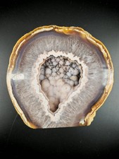 Vintage Brazilian Agate Geode Half 1.4kg Botryoidal Bubbly Quartz Crystal . picture