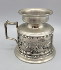 GUETEZEICHEN ZINNGERAT RAL GERMAN PEWTER VINTAGE EMBOSSED CANDLE HOLDER picture