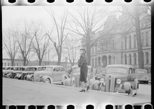 Photo:1930s Street Scene Woman Cars Courthouse Building picture