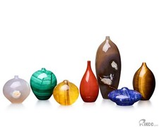 7 Pieces Hand Carved Crystal Vases Sculpture with Box, Crystal Healing picture