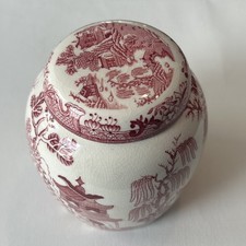 VINTAGE MASON'S TEA or  GINGER JAR red WILLOW TWININGS ENGLAND 1940S Ironstone picture