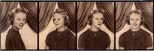 Vintage Photo Booth Strip Teenage Girl Banana Curls Bows 4 Pose Portrait c1940 picture