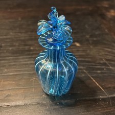 Hand Blown Venetian Murano COBALT & Miniature PERFUME BOTTLE W/Stopper picture