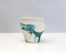 Vintage Nemadji Pottery Vase Planter Green Swirled picture