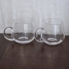 2 Classic Artland Crystal Simplicity Handblown Clear Glass Coffee Tea Cups Mugs picture