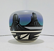 Cedar Mesa Native American Navajo Signed Hand Painted Pottery Desert Rainbow picture