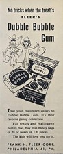 Fleer's Dubble Bubble Gum Halloween Trick or Treat Masks Vintage Print Ad 1952 picture