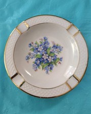 Vintage 1930s Schumann Germany Forget Me Not Porcelain Ashtray Crown Lion  Dish picture
