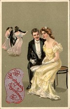 Birthday Elegant Dancing Couple Love c1900s-10s Vintage Postcard picture