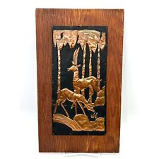 Rustic Vintage Tooled Copper Wood Arts Gazelle EUC picture
