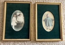 2 VTG Gold Wood-Like OVAL Photo Picture Frame Antique Photos Little Girls picture