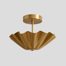 Semi Flush Mount Ceiling Light Brass Mid Century Modern Lamp Vintage Ceiling picture