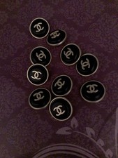 Lot Of ten 22Mm StampedDesigner  Vintage Button Gold ToneChanel 10 BUTTONS picture